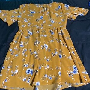 Orange yellowish floral dress
